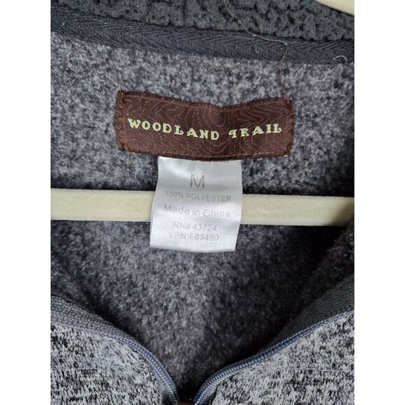 Woodland Trail Gray Knitted Sweater Mens Sz M Fleece Lined 1/4 Zip Pull - Picture 3 of 8
